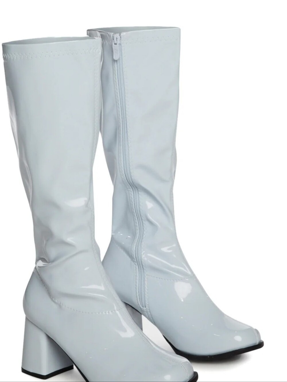Ellie White Patent Angel Gogo Boots